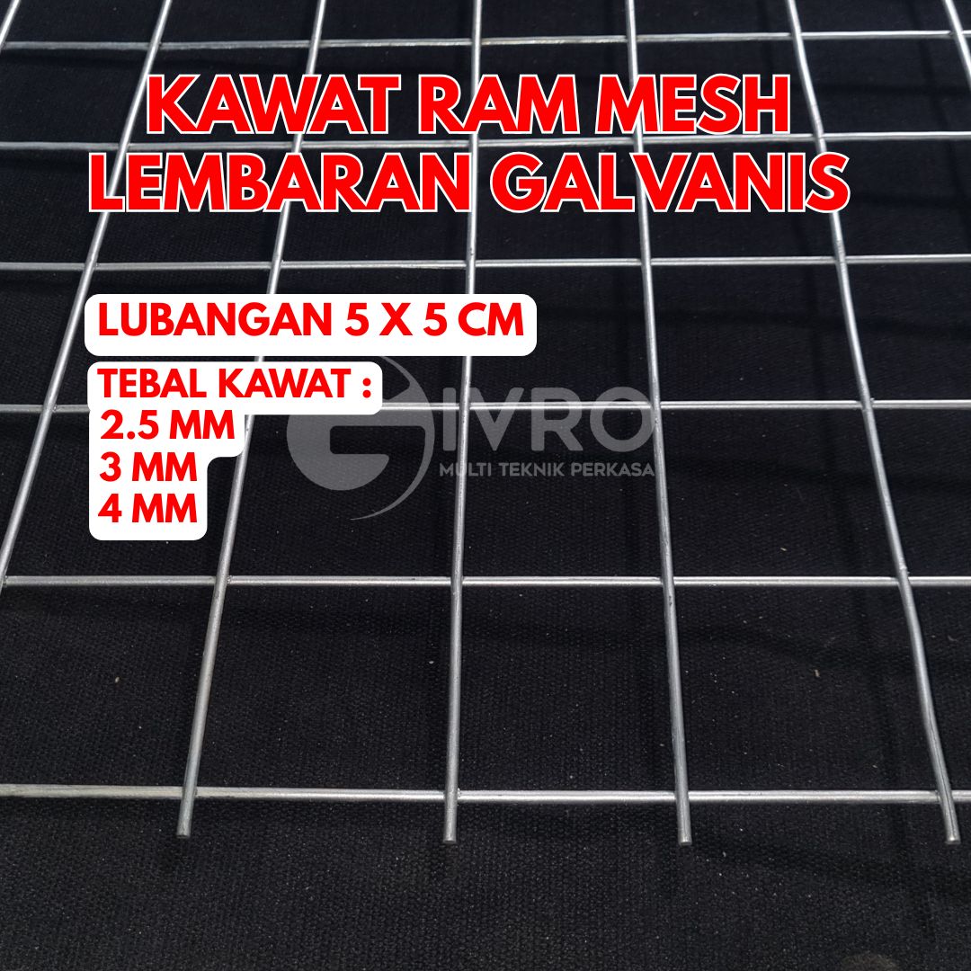 Kawat Ram Mesh Lembaran Lubangan 5x5cm Tebal Kawat 2.5mm – 3mm dan 4mm